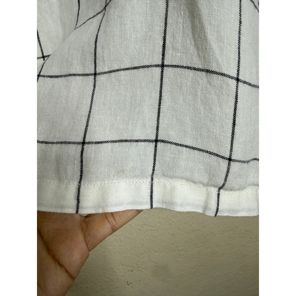 notPERFECTLINEN Windowpane Check 100% Linen Boxy Oversized Top One Size - Picture 4 of 7